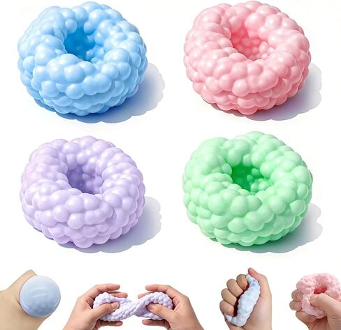 4Pcs Crunchy Squishy Moldable Stress Balls, Satisfying Sand-Filled Feel with Every Squeeze, for Office Desk, Focus Relaxing for Adults in Saudi Arabia