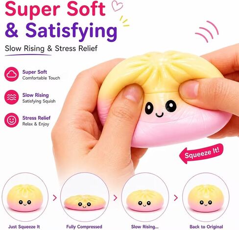 4Pcs Dumpling Squishies Mystery Box,18 Colors Random Mystery Glitter Dumpling Squishies Toy Gift Box,Colorful Dumplings Stress Balls Fidget Sensory Toy Desk Toys for Adults (Random 4 Colors) in Saudi Arabia