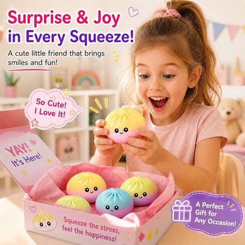 4Pcs Dumpling Squishies Mystery Box,18 Colors Random Mystery Glitter Dumpling Squishies Toy Gift Box,Colorful Dumplings Stress Balls Fidget Sensory Toy Desk Toys for Adults (Random 4 Colors) in Saudi Arabia