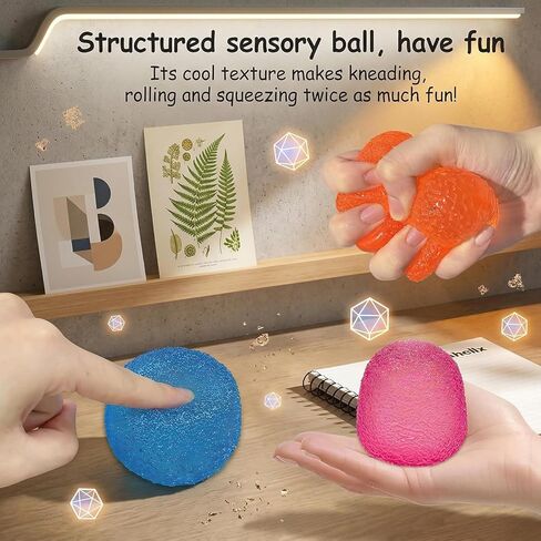 Gumdrop Squishy- Stress Balls for Kids and Adults, Super Solid Squeeze Ball, Sensory for Stress Relief, Focus, and Fun, Stretchy Squeeze Stress Relief Balls for Anxiety (Blue+Pink) in Saudi Arabia
