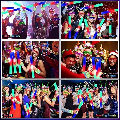 142 PCS Glow in the Dark Party Supplies, 12 Foam Sticks, 12PCS LED Glasses,6PCS Rabbit Headband 100PCS Glow Sticks and 12PCS Finger Lights Neon Party Favors for Wedding,Birthday,New Year, Carnivals in Saudi Arabia