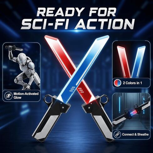 2-in-1 Reversible Hilt Light Saber | Spark Sword Retractable Plug-in Lightsaber with Swing-to-Extend | Light Up Sword Cosplay Prop Collector’s Fidget Toy in Saudi Arabia