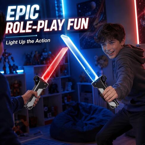 2-in-1 Reversible Hilt Light Saber | Spark Sword Retractable Plug-in Lightsaber with Swing-to-Extend | Light Up Sword Cosplay Prop Collector’s Fidget Toy in Saudi Arabia