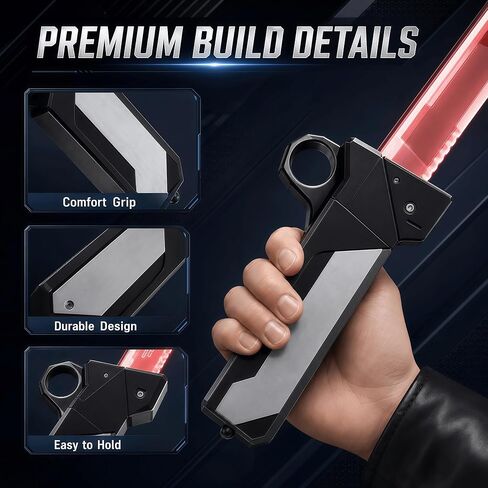 2-in-1 Reversible Hilt Light Saber | Spark Sword Retractable Plug-in Lightsaber with Swing-to-Extend | Light Up Sword Cosplay Prop Collector’s Fidget Toy in Saudi Arabia
