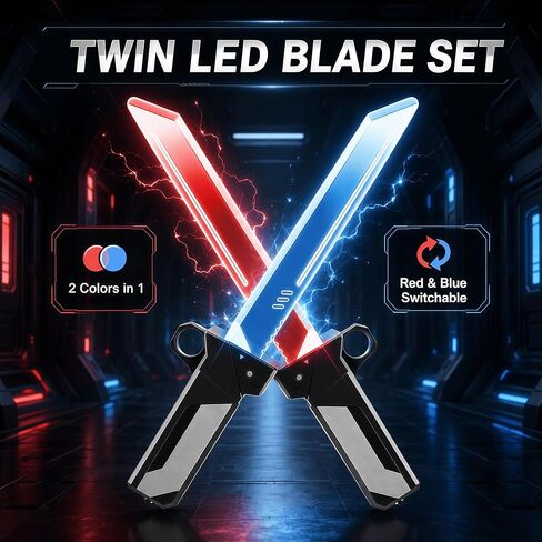 2-in-1 Reversible Hilt Light Saber | Spark Sword Retractable Plug-in Lightsaber with Swing-to-Extend | Light Up Sword Cosplay Prop Collector’s Fidget Toy in Saudi Arabia