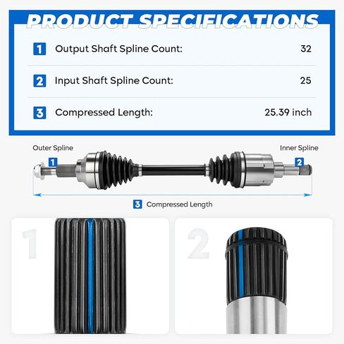 Front Left CV Axle Shaft Assembly Fit for Dodge Journey 2009-2020(FWD Only), for Dodge Avenger 2008-2011, for Chrysler 200 & Avenger 12-14(4 speed trans), for Chrysler Sebring 2007-2010, Driver Side in Kuwait