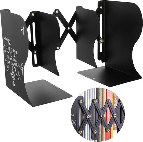 رف كتب وحامل كتب لسطح المكتب قابل للسحب من Luxshiny Creative، مشبك رف كتب للطاولة قابل للطي لتنظيم مكتب الطلاب، أسود in Kuwait