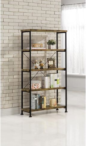 Antique Nutmeg and Black 4-Shelf Bookcase 63" H* 31.5" W * 14.25" D in Saudi Arabia
