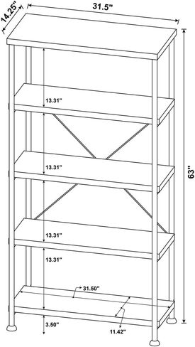Antique Nutmeg and Black 4-Shelf Bookcase 63" H* 31.5" W * 14.25" D in Saudi Arabia