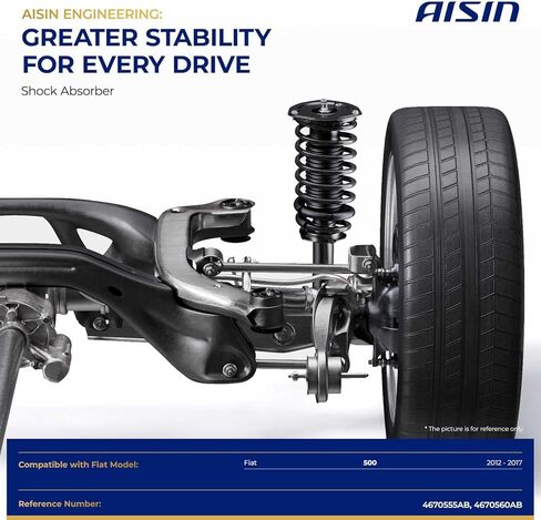 AISIN AFTERMARKET SABFC-00577 Set of 2 Rear Suspension Shock Absorber - Compatible with Fiat 500 2012-2017 in Kuwait