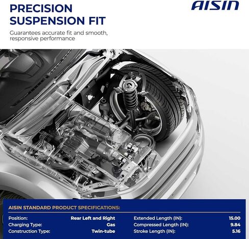 AISIN AFTERMARKET SABFC-00577 Set of 2 Rear Suspension Shock Absorber - Compatible with Fiat 500 2012-2017 in Kuwait