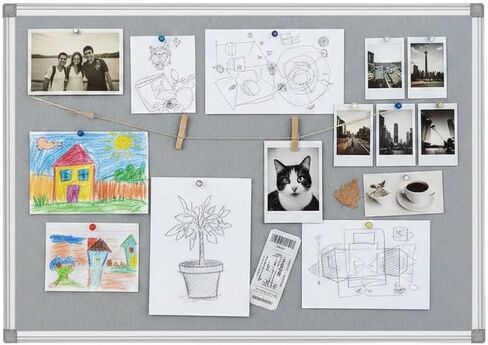 Bulletin Board Felt Gray, Pin Board 48 x 36 Inches, Silver Aluminium Frame Notice Board, Wall-Mounted Felt Board for Home Office School in Saudi Arabia
