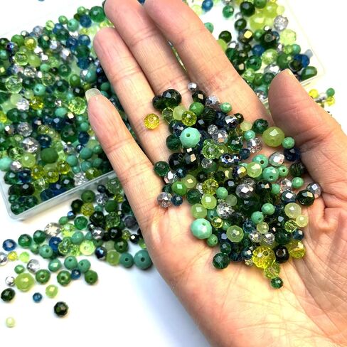 1000pcs Green Glass Beads for Jewelry Making, 4/6/8mm Assorted Size and Color Crsystal Beads for Plant DIY Bracelet Necklace Earring Craft Kit with Organizer Box, St. Patrick's Day in Saudi Arabia