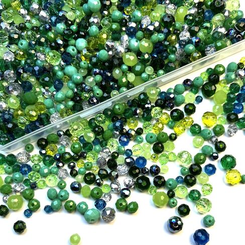 1000pcs Green Glass Beads for Jewelry Making, 4/6/8mm Assorted Size and Color Crsystal Beads for Plant DIY Bracelet Necklace Earring Craft Kit with Organizer Box, St. Patrick's Day in Saudi Arabia