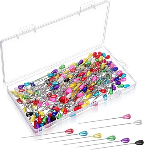 200 Pcs Colourful Corsage Pins for Crafts - 2inch Boutonniere Pins for Wedding - Teardrop Pearl Straight Pins Sewing Flower DIY Decoration Quilting and Jewelry DIY Sewing Craft in Kuwait