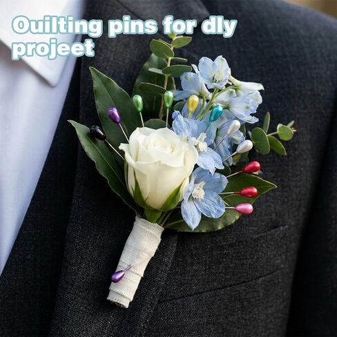 200 Pcs Colourful Corsage Pins for Crafts - 2inch Boutonniere Pins for Wedding - Teardrop Pearl Straight Pins Sewing Flower DIY Decoration Quilting and Jewelry DIY Sewing Craft in Kuwait