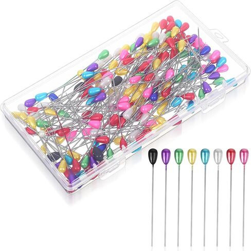 200 Pcs Colourful Corsage Pins for Crafts - 2inch Boutonniere Pins for Wedding - Teardrop Pearl Straight Pins Sewing Flower DIY Decoration Quilting and Jewelry DIY Sewing Craft in Kuwait