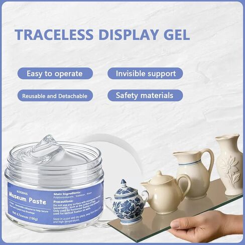 6.7 Oz Exhibits Gel for Museum，Removable Adhesive Gel Used in Museums to Protect Collections and Family Vases from Falling，Fixed Decorations and Collection，Reusable & No Residue in Saudi Arabia