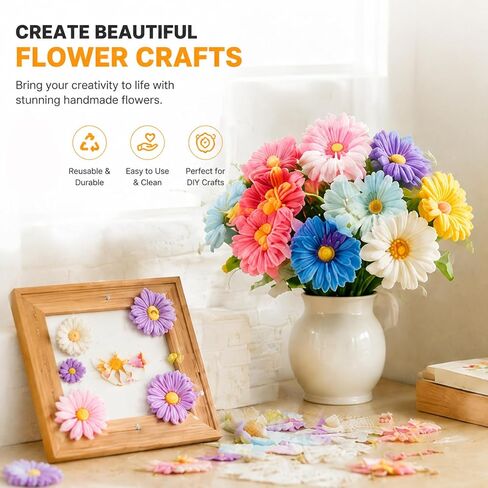 JJUNW 6 PCS Daisy Flower Silicone Mold, 3D Flower Candle Mold Daisy Fondant Chocolate Cupcake Topper Decoration Mold for Soap Wax Epoxy Resin Concrete Casting Polymer Clay DIY Craft(Pink) in Kuwait