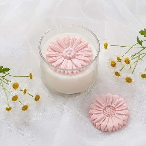 JJUNW 6 PCS Daisy Flower Silicone Mold, 3D Flower Candle Mold Daisy Fondant Chocolate Cupcake Topper Decoration Mold for Soap Wax Epoxy Resin Concrete Casting Polymer Clay DIY Craft(Pink) in Kuwait