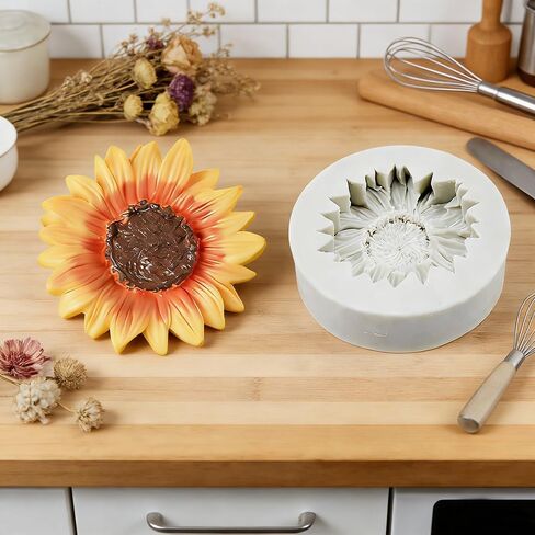 4PCS Sunflower Shape Silicone Molds, Silicone Molds for Baking for Candles Making Resin Casting Aromatherapy Candles Gypsum Craft Home Decorate in Saudi Arabia