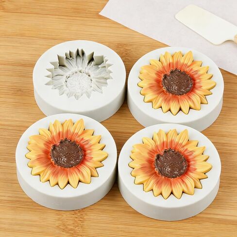 4PCS Sunflower Shape Silicone Molds, Silicone Molds for Baking for Candles Making Resin Casting Aromatherapy Candles Gypsum Craft Home Decorate in Saudi Arabia