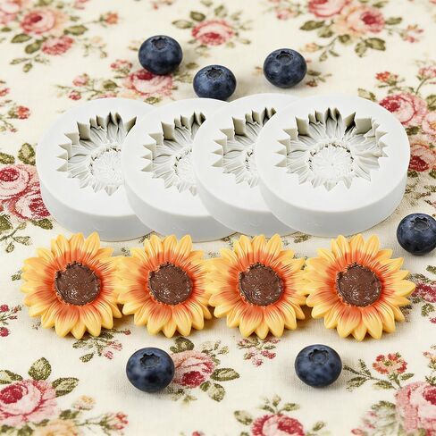 4PCS Sunflower Shape Silicone Molds, Silicone Molds for Baking for Candles Making Resin Casting Aromatherapy Candles Gypsum Craft Home Decorate in Saudi Arabia