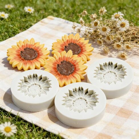 4PCS Sunflower Shape Silicone Molds, Silicone Molds for Baking for Candles Making Resin Casting Aromatherapy Candles Gypsum Craft Home Decorate in Saudi Arabia