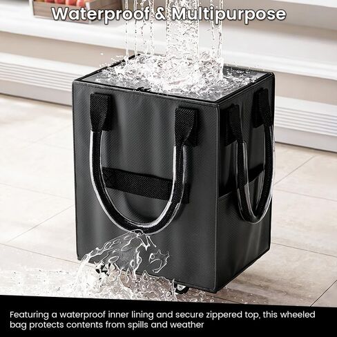 Reusable Collapsible Ultra-Slim Grocery Bag, 4 Wheel Utility Cart, with Reinforced Handle - Super Strong up to 66 Lbs Load Capacity, Foldable Shopping Trolley for Groceries, Laundry, Camping in Saudi Arabia