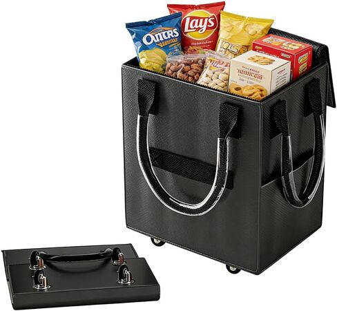 Reusable Collapsible Ultra-Slim Grocery Bag, 4 Wheel Utility Cart, with Reinforced Handle - Super Strong up to 66 Lbs Load Capacity, Foldable Shopping Trolley for Groceries, Laundry, Camping in Saudi Arabia