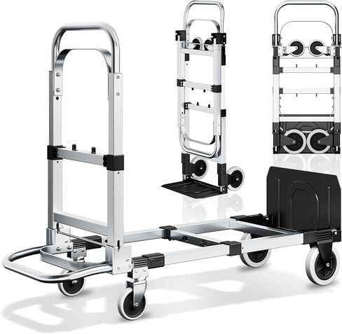 LDHTHOPI 4-in-1 Convertible Hand Truck Dolly, 850Lbs Heavy Duty Folding Cart with Wheels & Non-Slip Handle, Aluminum Alloy Portable Dolly for Moving Home, Office, Warehouse (Black) in Saudi Arabia