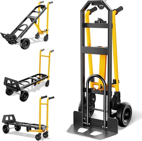 LDHTHOPI 4-in-1 Convertible Hand Truck Dolly, 850Lbs Heavy Duty Folding Cart with Wheels & Non-Slip Handle, Aluminum Alloy Portable Dolly for Moving Home, Office, Warehouse (Black) in Saudi Arabia
