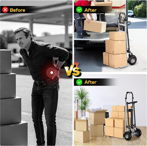 LDHTHOPI 4-in-1 Convertible Hand Truck Dolly, 850Lbs Heavy Duty Folding Cart with Wheels & Non-Slip Handle, Aluminum Alloy Portable Dolly for Moving Home, Office, Warehouse (Black) in Saudi Arabia