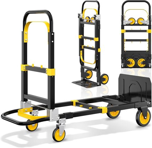 LDHTHOPI 4-in-1 Convertible Hand Truck Dolly, 850Lbs Heavy Duty Folding Cart with Wheels & Non-Slip Handle, Aluminum Alloy Portable Dolly for Moving Home, Office, Warehouse (Black) in Saudi Arabia