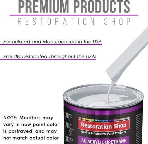 Restoration Shop - Winter White Acrylic Urethane Auto Paint - Complete Gallon Paint Kit - Professional Single Stage High Gloss Automotive, Car, Truck Coating, 4:1 Mix Ratio, 2.8 VOC in Kuwait