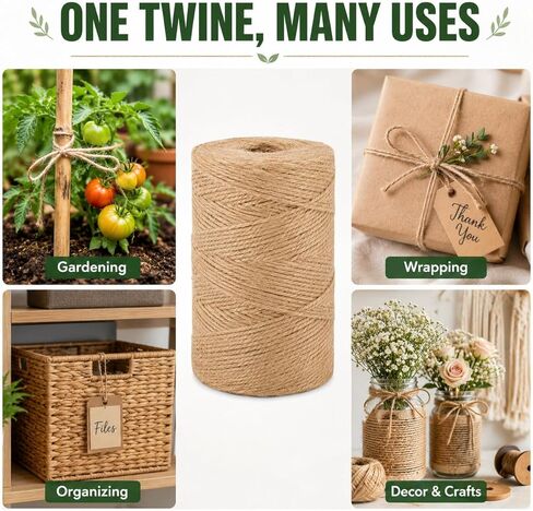 Jute Twine 328 ft, Natural Garden Twine for Climbing Plants, Jute Rope String for Crafts, Plant Twine for Gardening, Packaging, DIY Projects and Gift Wrapping in Kuwait