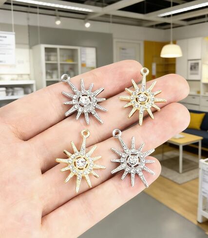 Celestial Charm Jewelry Set, 60pcs Sun Moon Star Pendants in Silver & Gold for DIY Necklace, Earrings, Bracelets – Perfect for Crafting & Jewelry Making in Saudi Arabia