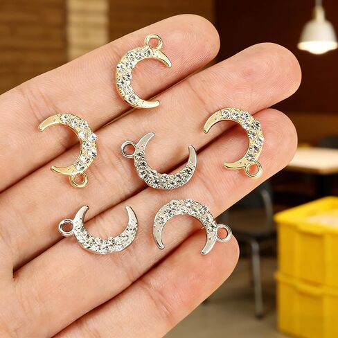 Celestial Charm Jewelry Set, 60pcs Sun Moon Star Pendants in Silver & Gold for DIY Necklace, Earrings, Bracelets – Perfect for Crafting & Jewelry Making in Saudi Arabia