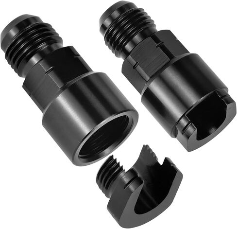 QWORK Quick Disconnect Female EFI Fuel Rail Fitting, 6AN Male to 3/8", 2 Pcs, Black, Aluminum in Kuwait