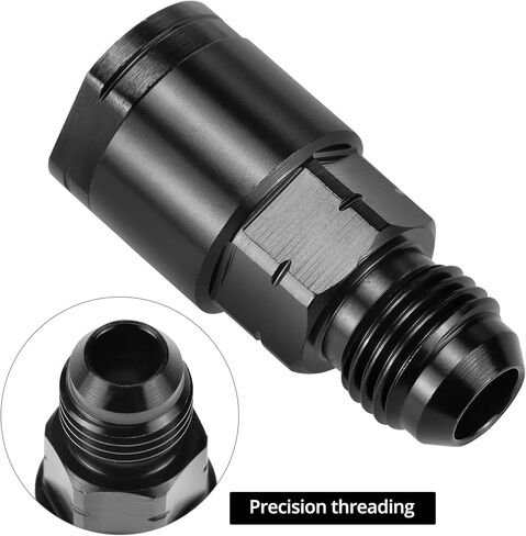 QWORK Quick Disconnect Female EFI Fuel Rail Fitting, 6AN Male to 3/8", 2 Pcs, Black, Aluminum in Kuwait
