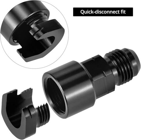 QWORK Quick Disconnect Female EFI Fuel Rail Fitting, 6AN Male to 3/8", 2 Pcs, Black, Aluminum in Kuwait