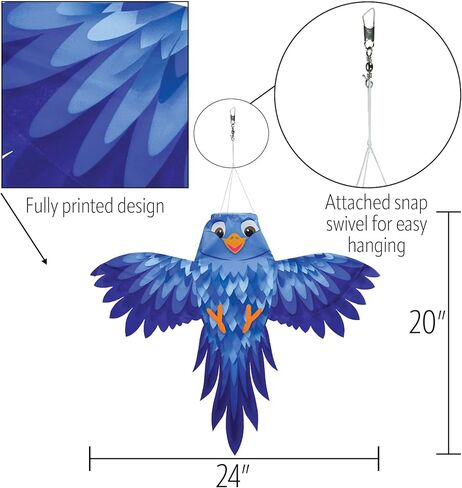 In the Breeze 5272 — Blue Bird Windsock — Colorful, Fully Printed, Unique Outdoor Bird Windsock in Kuwait