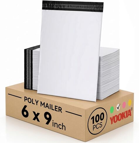 Poly Mailers 6x9 Inch White 100 Pack, Mini Self Adhesive Shipping Envelopes for Small Business, Strong Adhesive Waterproof and Tear-Proof Postal Bags in Saudi Arabia