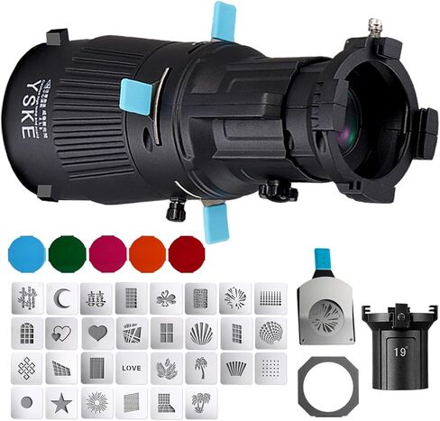 YSKE-Bowens Mount Spotlight Conical Optical Snoot kit 19°,Photography Studio Lighting Accessory with 30 Metal Gobos&5 Color Gels Focus ControlCompatible for Aputure Godox Nee*wer Profoto LED Lights in Saudi Arabia