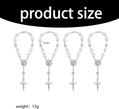 4 Pcs Rosary for Vehicle Rearview Mirror for Car, Saint Benedict Mirror Hanging, Rearview Truck Motorcycle Mirror Accessories (White) in Saudi Arabia