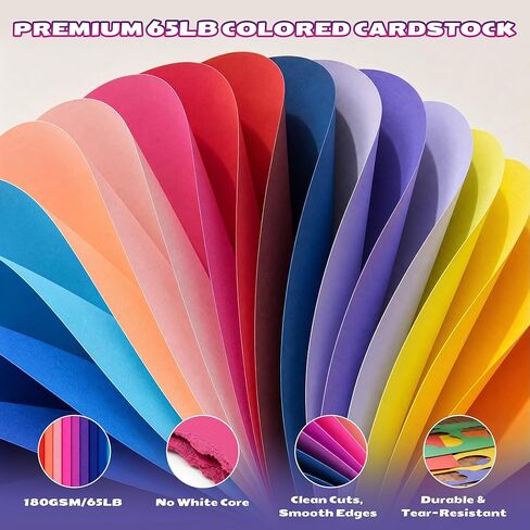 108 Sheets Colored Cardstock 8.5" X 11", 50 Assorted Colors 180GSM/65LB Construction Paper Card Stock Printer Paper for DIY Crafts, Printing, Scrapbooking, Party Decorations, Art Supplies in Saudi Arabia