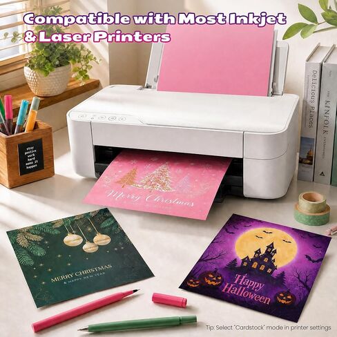 108 Sheets Colored Cardstock 8.5" X 11", 50 Assorted Colors 180GSM/65LB Construction Paper Card Stock Printer Paper for DIY Crafts, Printing, Scrapbooking, Party Decorations, Art Supplies in Saudi Arabia