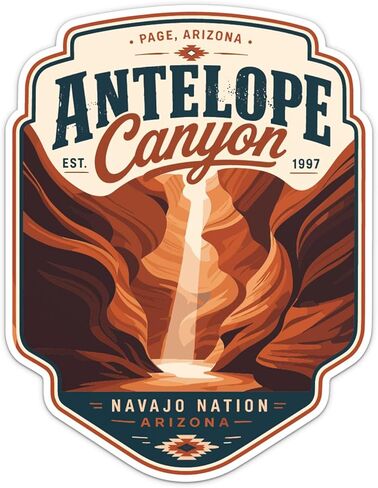 Vintage Antelope Canyon USA Travel Sticker, Waterproof Car Bumper Vinyl Decal, 2 Inch in Kuwait