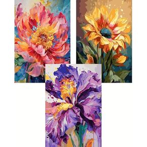 GEMFAMILY 3 Pack Paint by Numbers Kit for Adults Beginner, Flower Paint by Numbers Kit for Adults, DIY Easy Acrylic Painting by Numbers Kits with for Home Wall Art Decor 12 x 16 inch in Saudi Arabia