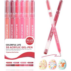 Acrylic Gel Pens, 6 Pink Colors Pens for Coloring, 1.0mm Bullet Tip, Large Capacity Acrylic Paint Pen & Gel Marker for Black Paper, Drawing, DIY Crafts, Art Supplies in Saudi Arabia